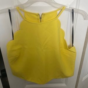 NWT! Forever 21 yellow crop top with scalloped back.